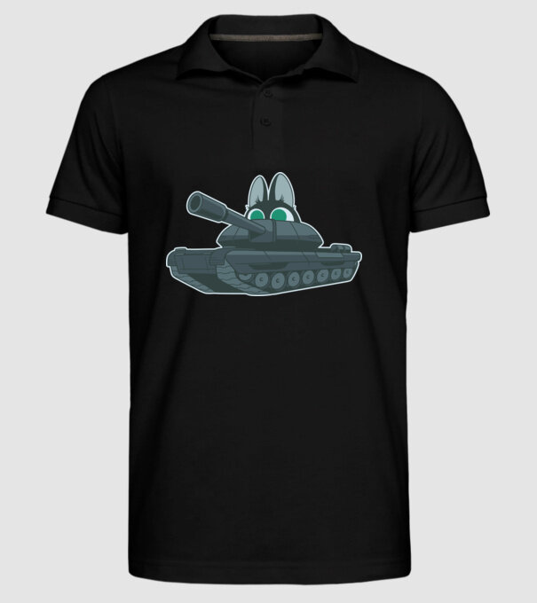 Pisică cu tanc model negru pe tricou