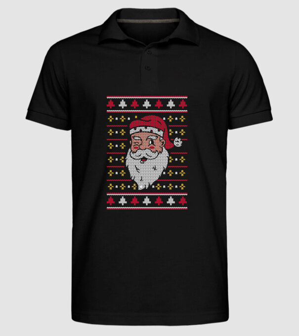 Moș Crăciun pulover urât model negru pe tricou