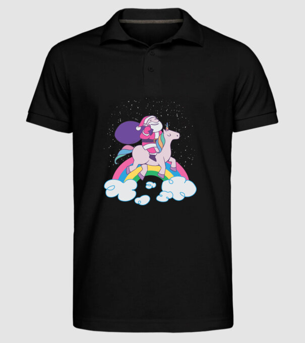 Moș Crăciun Unicorn model negru pe tricou