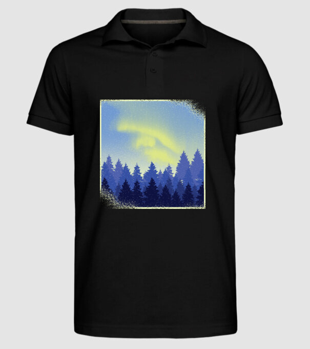 Peisaj de iarnă în pădure model negru pe tricou