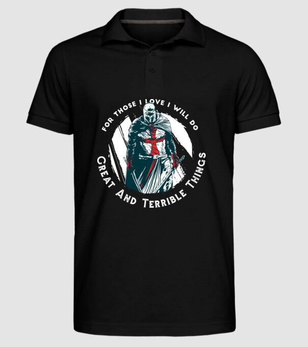 Cavaler Templier model negru pe tricou