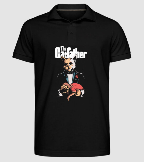 The Catfather model negru pe tricou