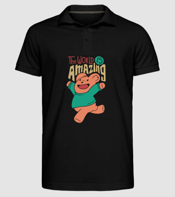 The world is amazing ursuleț Teddy model negru pe tricou