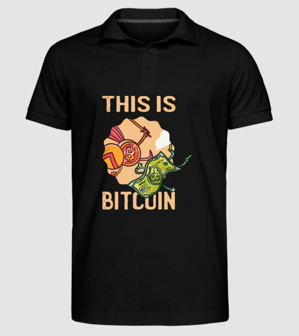 This is Bitcoin model negru pe tricou