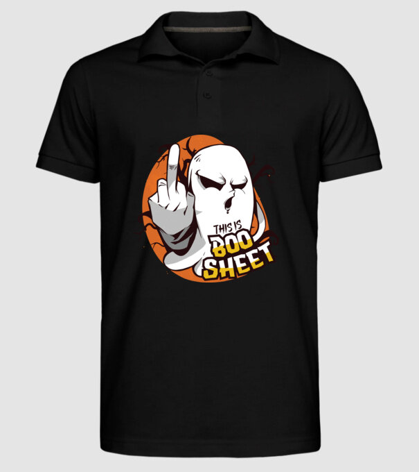 This is Boo Sheet Halloween model negru pe tricou