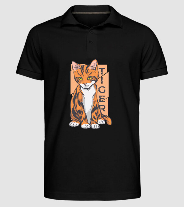 Pisică Tigru model negru pe tricou