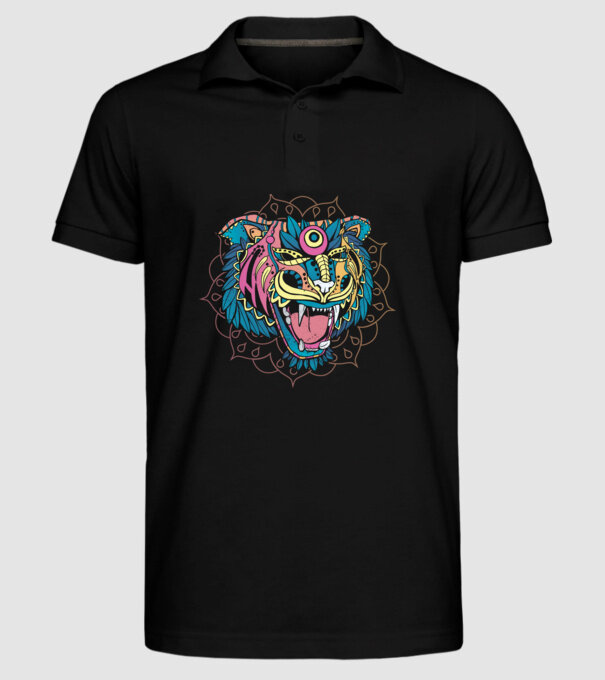 Tigru Mandala model negru pe tricou
