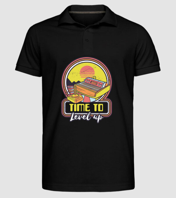 Time to Level Up model negru pe tricou