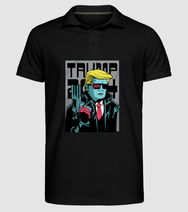 Trump Terminator 2024 model negru pe tricou