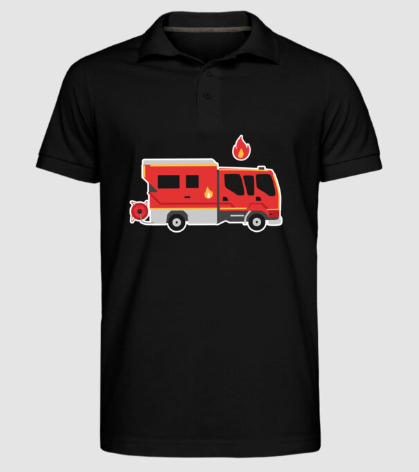Mașină de pompieri model negru pe tricou