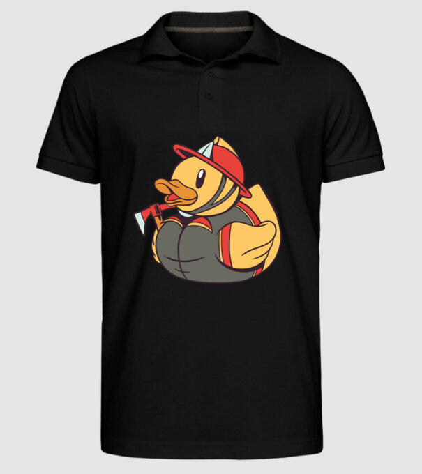 Rățușcă de cauciuc Pompier model negru pe tricou