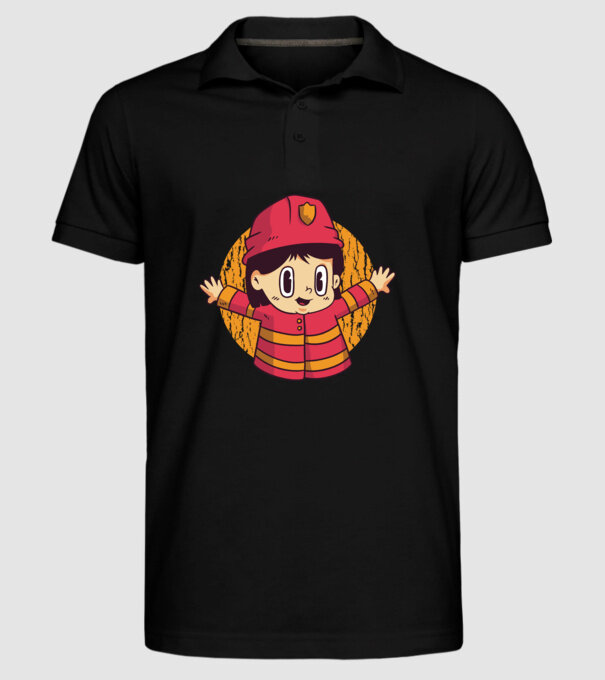 Pompier copil model negru pe tricou