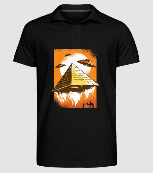 OZN Piramidă Alien model negru pe tricou