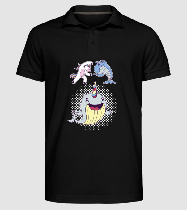 Unicorn Balenă Fuziune - Narval model negru pe tricou