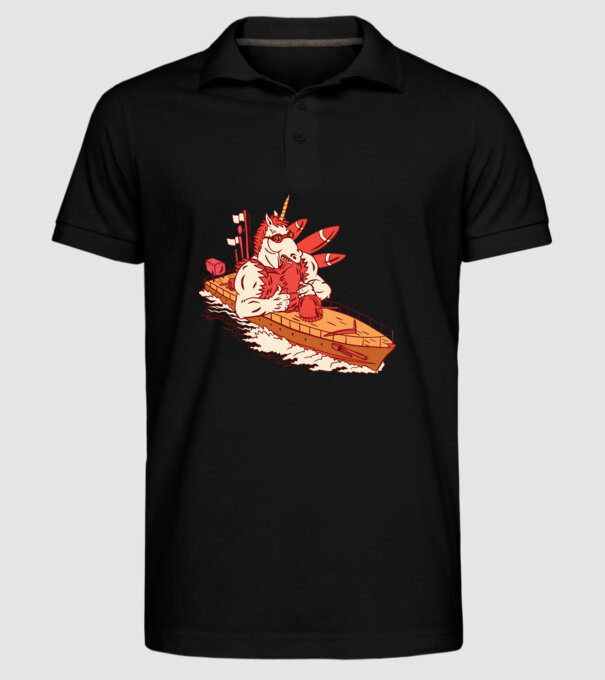 Unicorn Corabie de luptă model negru pe tricou