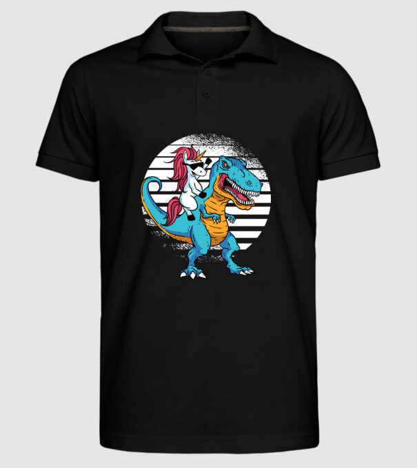 Unicorn cu dinozaur tricou amuzant model negru pe tricou