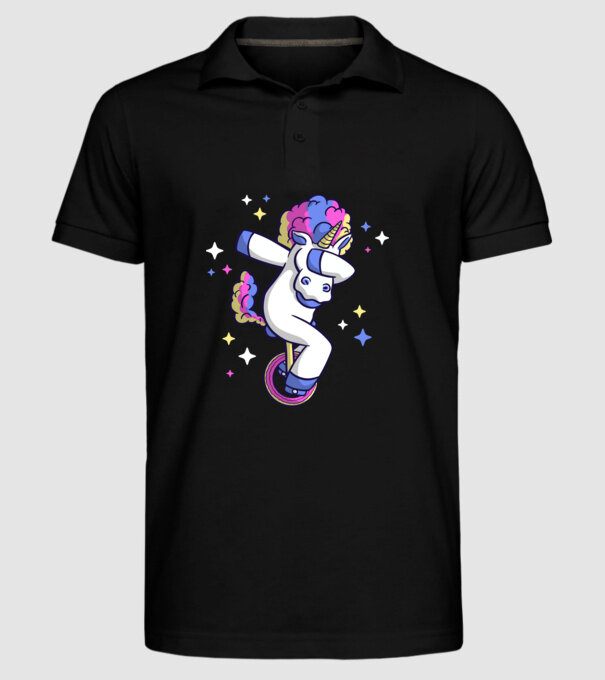 Unicorn pe monociclu model negru pe tricou