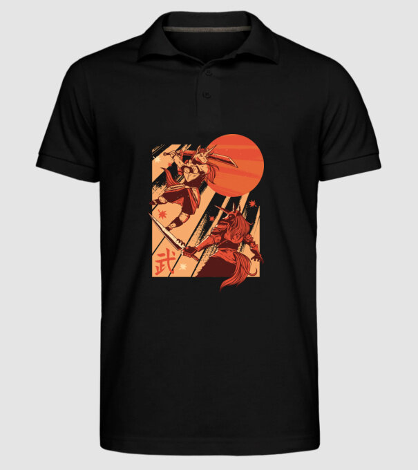 Unicorn Războinic model negru pe tricou