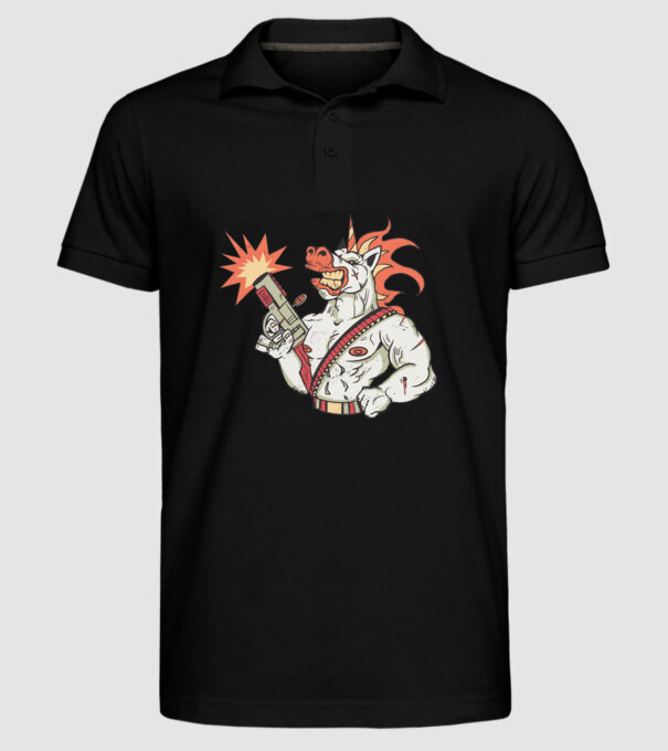 Unicorn Războinic model negru pe tricou