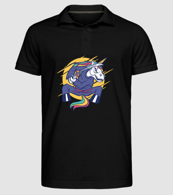Unicorn Ninja model negru pe tricou