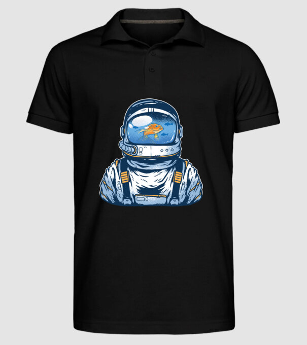Peștișor auriu Astronaut model negru pe tricou
