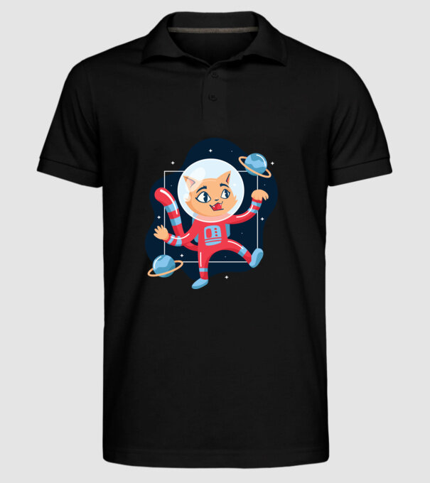 Pisică Astronaut model negru pe tricou