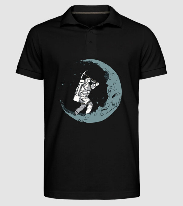 Astronaut pe Lună model negru pe tricou