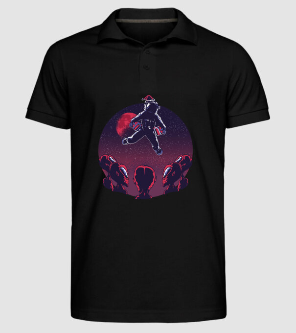 Moș Crăciun Astronaut model negru pe tricou