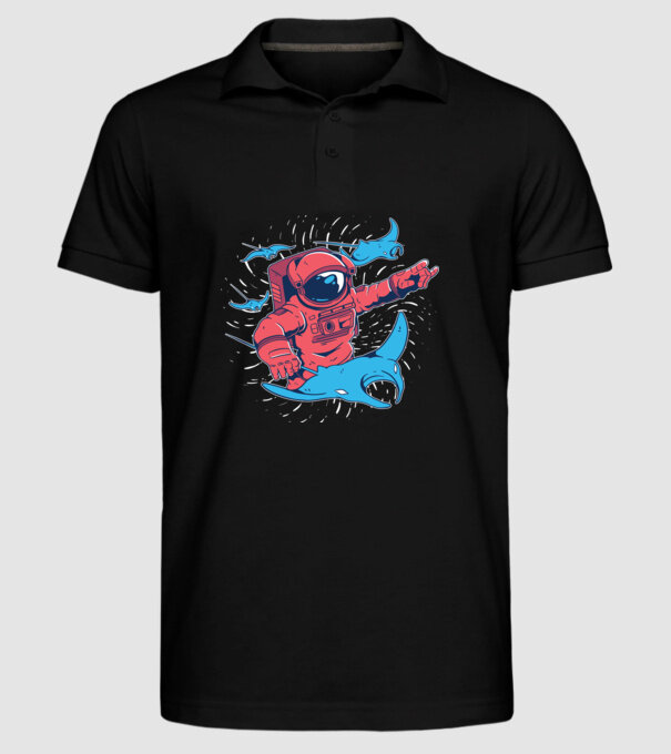 Diavol de mare gigant Astronaut model negru pe tricou
