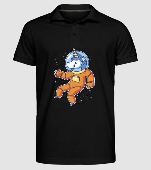 Unicorn Astronaut model negru pe tricou