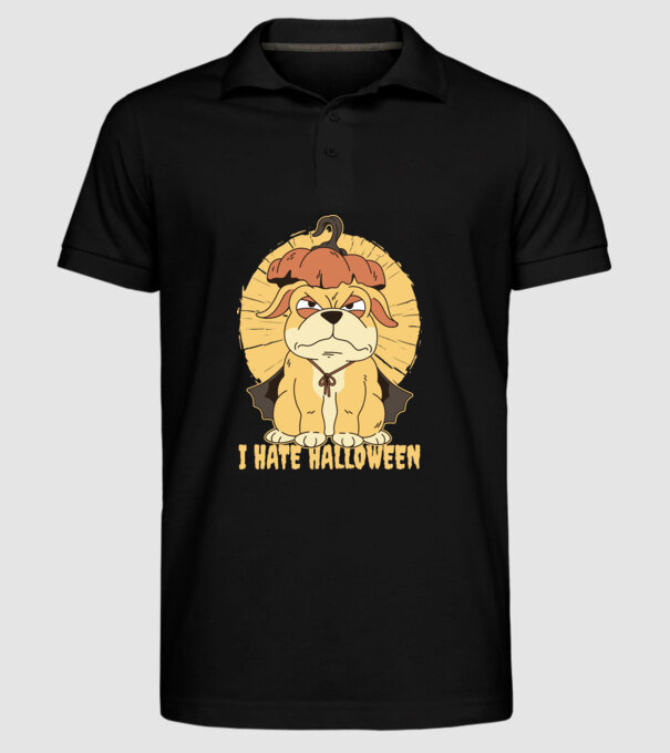 Urăsc Halloween cu câine model negru pe tricou