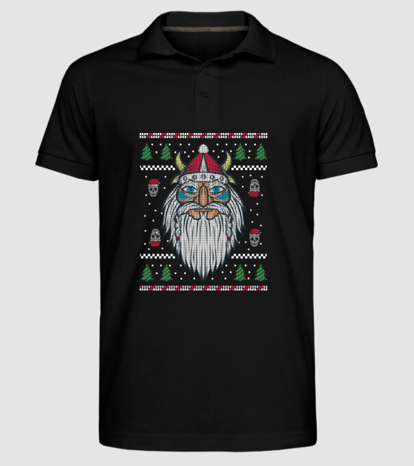 Moș Crăciun viking Pulover urât model negru pe tricou