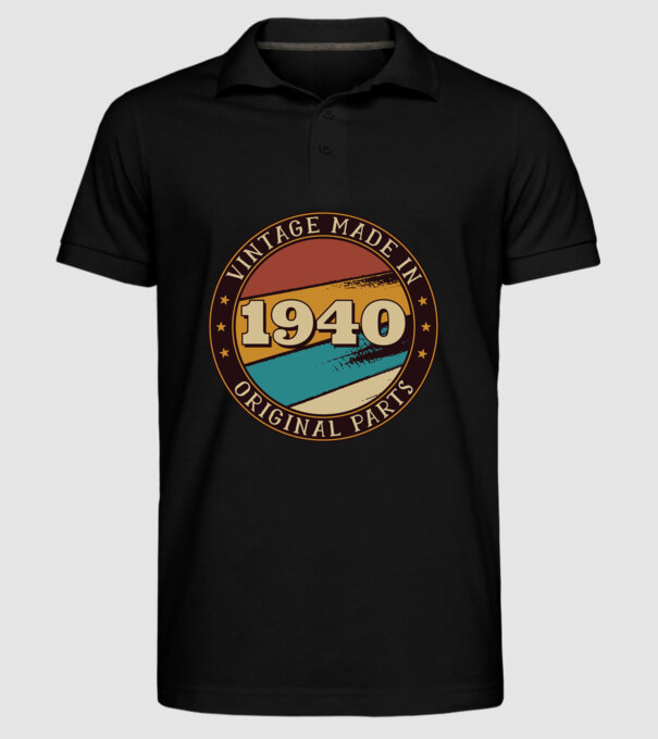 Vintage Made in 1940 Original Parts Retro Birthday model negru pe tricou