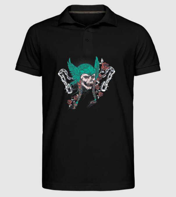 Vintage Craniu Viking model negru pe tricou