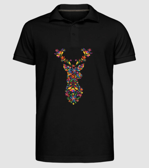 Cerb cu motive florale Floral model negru pe tricou