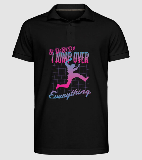 Warning I Jump over everything Parkour model negru pe tricou