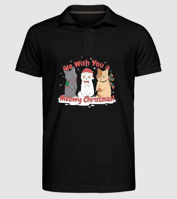 We wish You a Meowy Christmas model negru pe tricou