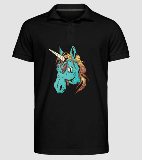 Unicorn Zombie model negru pe tricou