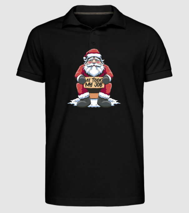 AI took my job Santa model negru pe tricou