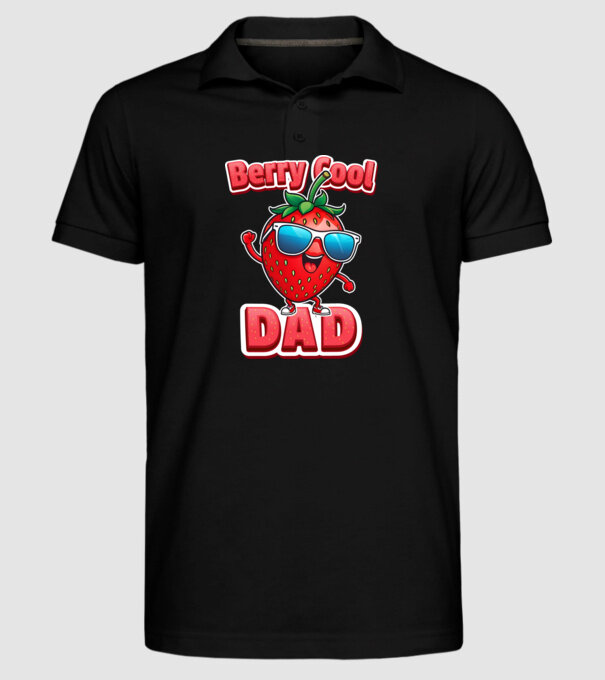 Berry Cool Dad Strawberry model negru pe tricou