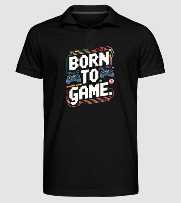 Born to Game Pixel Negru model negru pe tricou