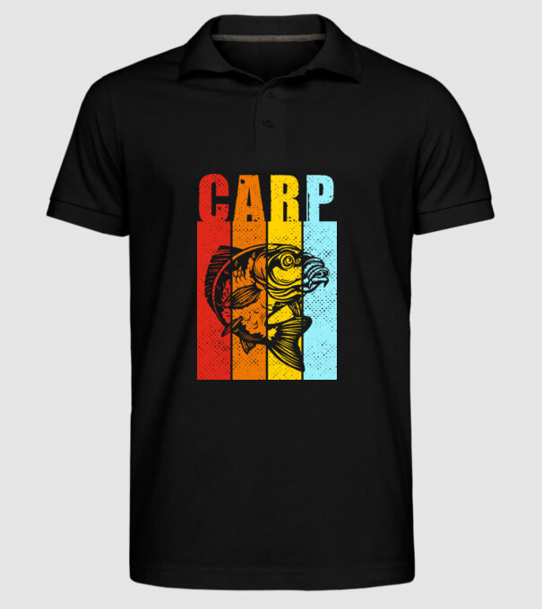 Carp Pescuit model negru pe tricou