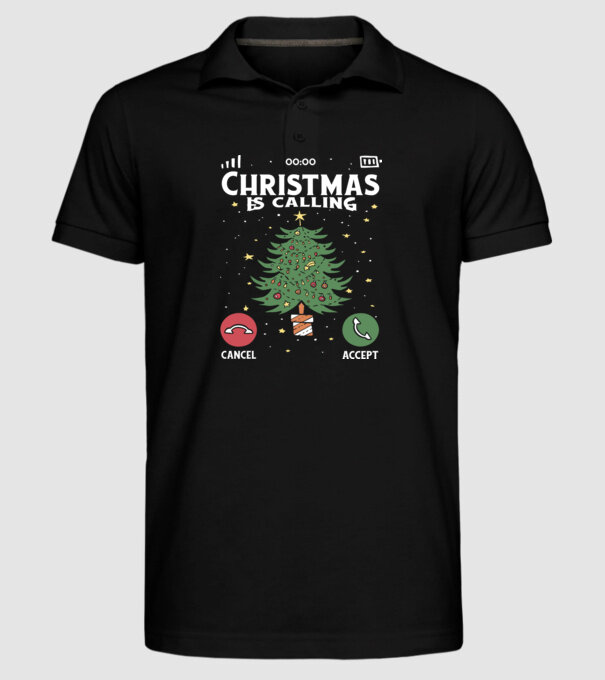 Christmas is calling model negru pe tricou