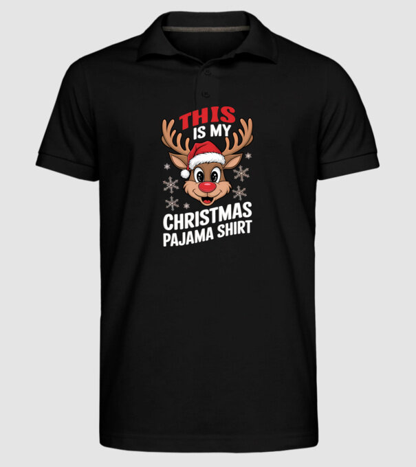 Christmas Pajama Reindeer Negru model negru pe tricou