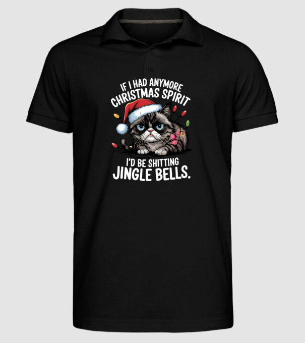 Christmas Spirit Grumpy Cat Negru model negru pe tricou