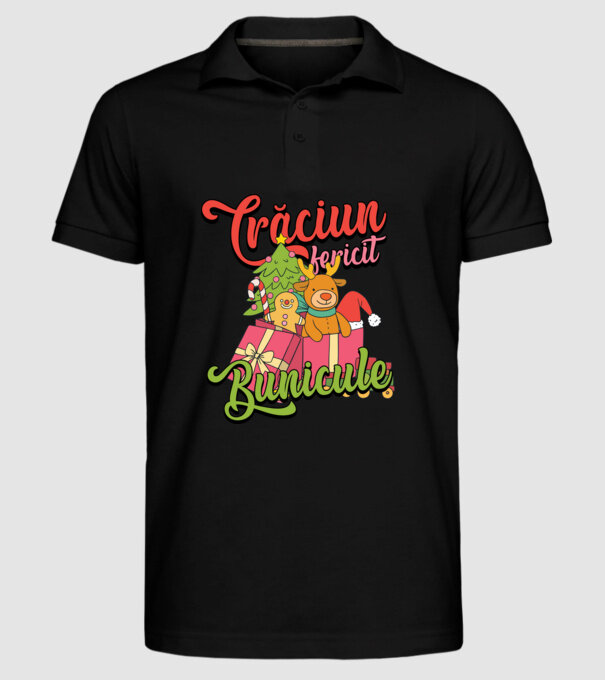 CRĂCIUN FERICIT BUNICULE model negru pe tricou