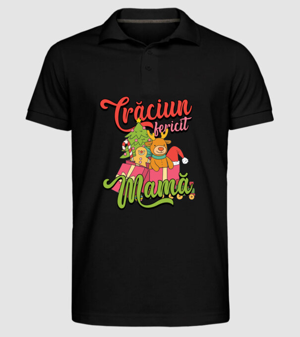 CRĂCIUN FERICIT MAMĂ model negru pe tricou