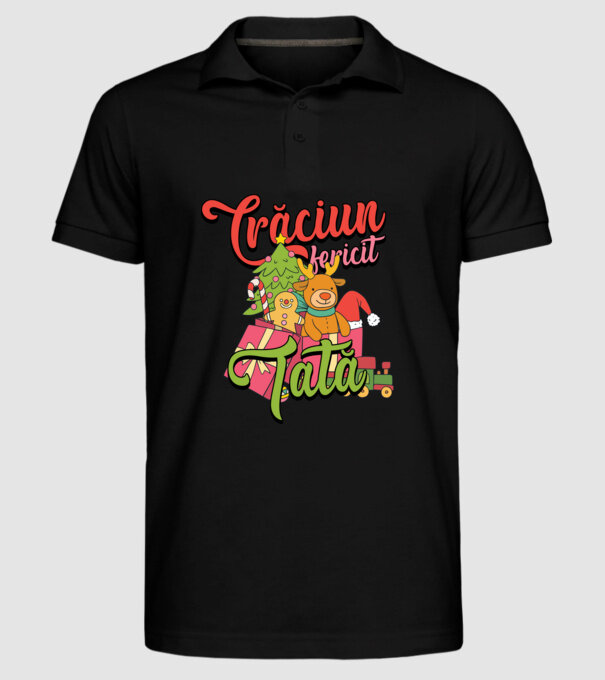 CRĂCIUN FERICIT TATĂ model negru pe tricou