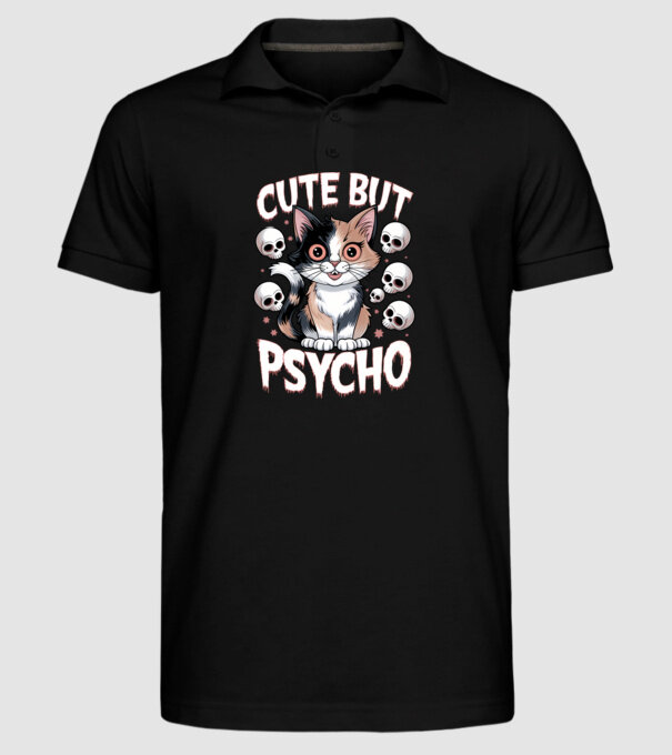 Cute, but Psycho pisică Negru model negru pe tricou