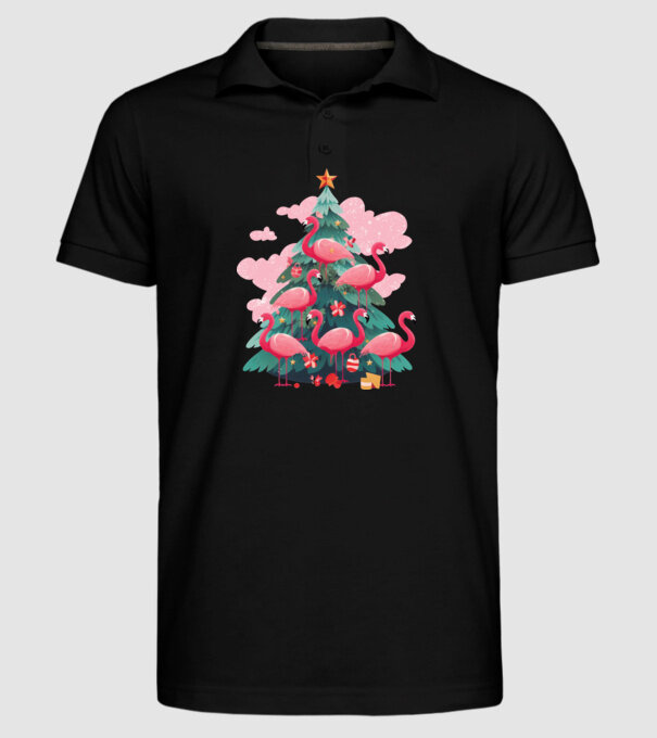 flamingo pom de Crăciun model negru pe tricou